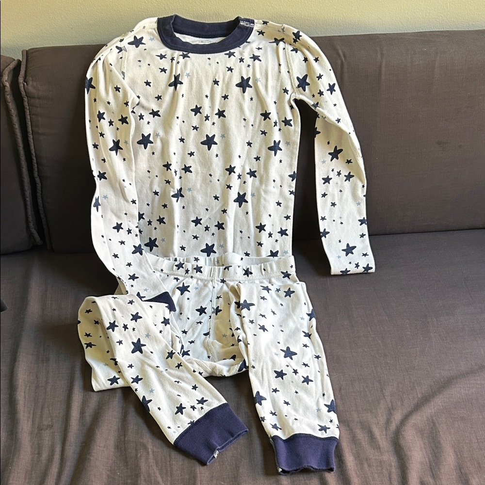 Hanna Andersson Cream and Blue Star Pajama Set